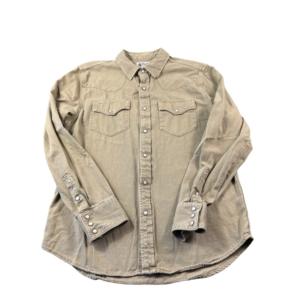 Tecovas Heavy Cotton Western Pearl Snap Shirt Coriander Brown Mens M TM120135